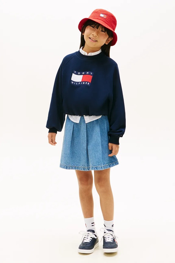 Dievča Tommy Hilfiger mikina s bavlnou KG0KG09236.128.176.PPY2 tmavomodrá