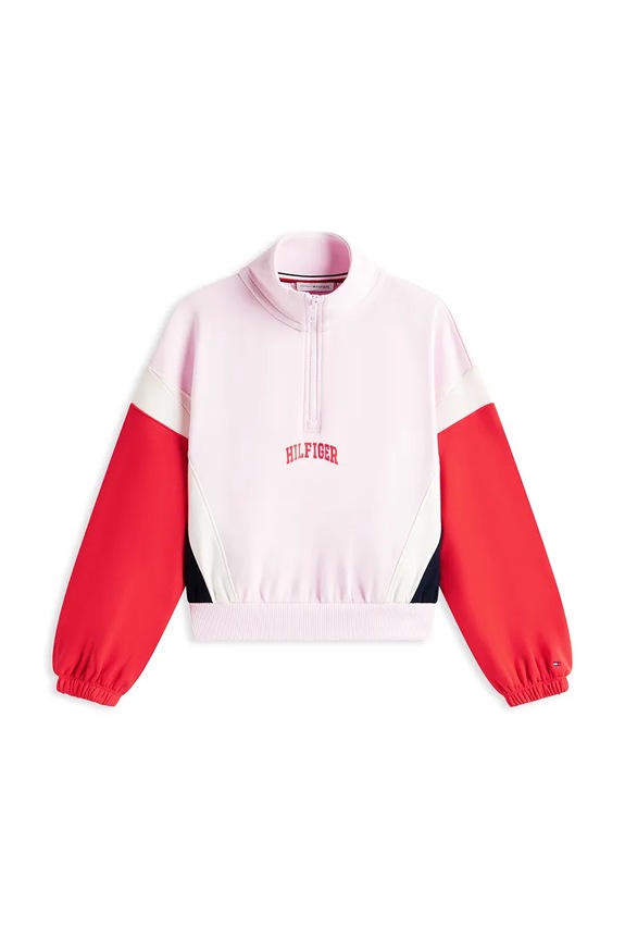 Tommy Hilfiger mikina na zips detská bavlnená s elastanom KG0KG09237.128.176.PPY2 ružová SS26