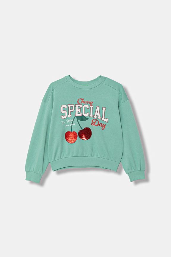United Colors of Benetton hanorac pentru copii, din bumbac turcoaz 3J68C10SE.G.Stagionale