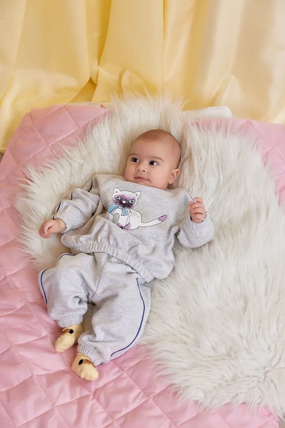 Παιδική βαμβακερή μπλούζα Mini Rodini Siamese 26120117 γκρί