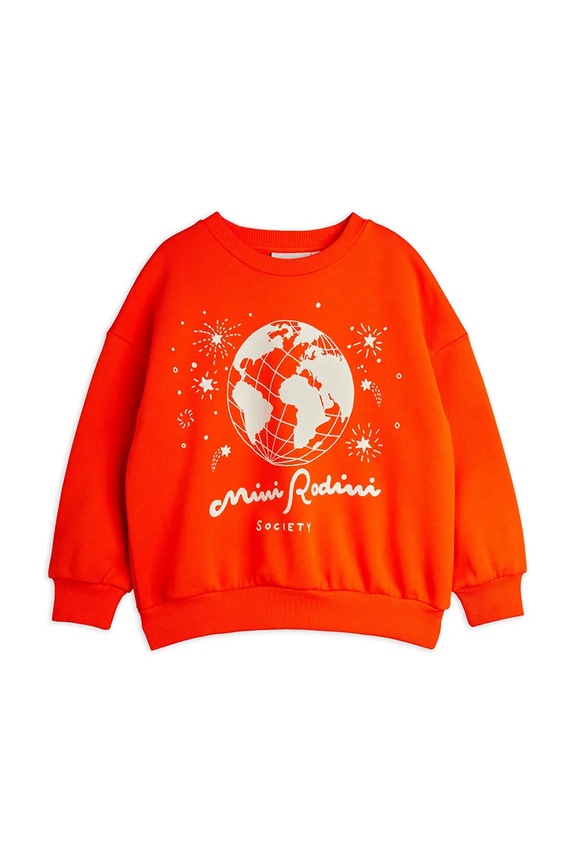 Mini Rodini felpa in cotone bambino/a Mini Rodini society 26120148 arancione SS26