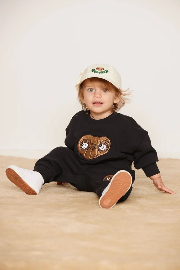 Dětská bavlněná mikina Mini Rodini E.T. 25820101 černá