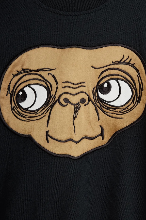 Dětská bavlněná mikina Mini Rodini E.T. černá 25820101