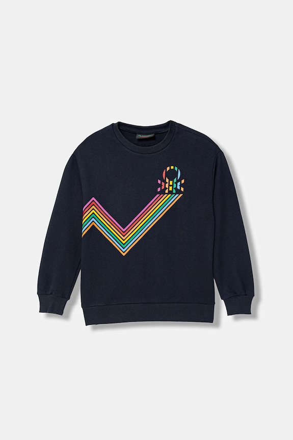 Dětská bavlněná mikina United Colors of Benetton bez kapuce námořnická modř 33NVC10QW.G.Seasonal