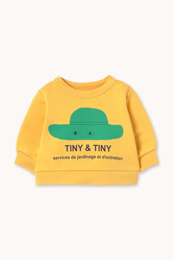 Tinycottons csecsemő melegítőfelső pamutból TINY HAT BABY SWEATSHIRT pamut sárga SS26.152