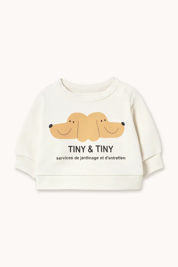Βαμβακερή μπλούζα μωρού Tinycottons TINY & TINY BABY SWEATSHIRT χωρίς κουκούλα λευκό SS26.153