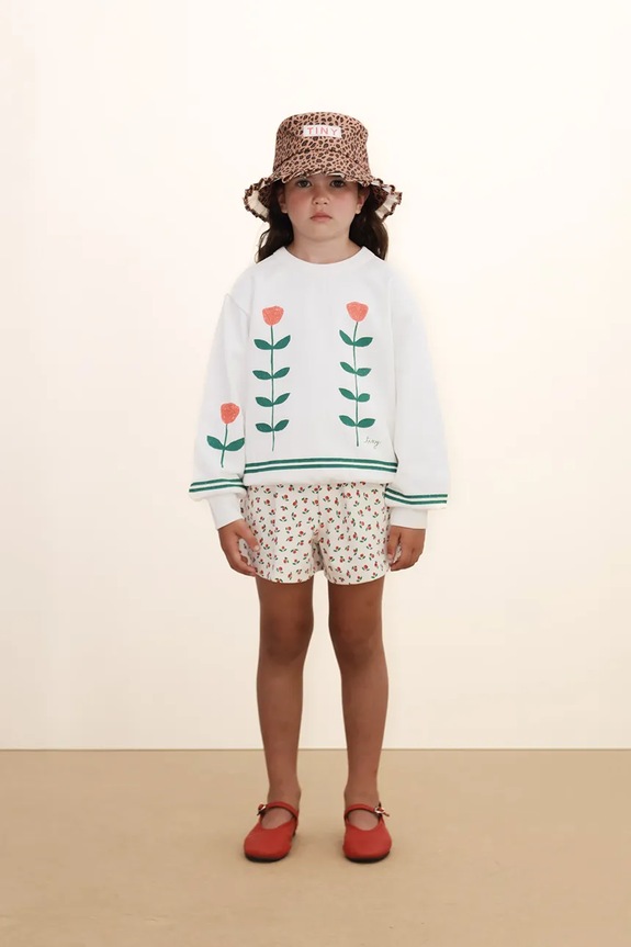 Tinycottons bluza bawełniana dziecięca RED ROSES GRAPHIC SWEATSHIRT nadruk biały SS26.168