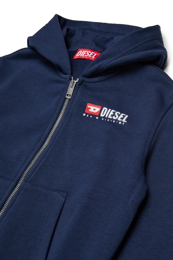 Băieți Diesel hanorac de bumbac pentru copii SDROPSHOODZ OVER SWEAT-SHIRT J02484.KYAZ3 bleumarin