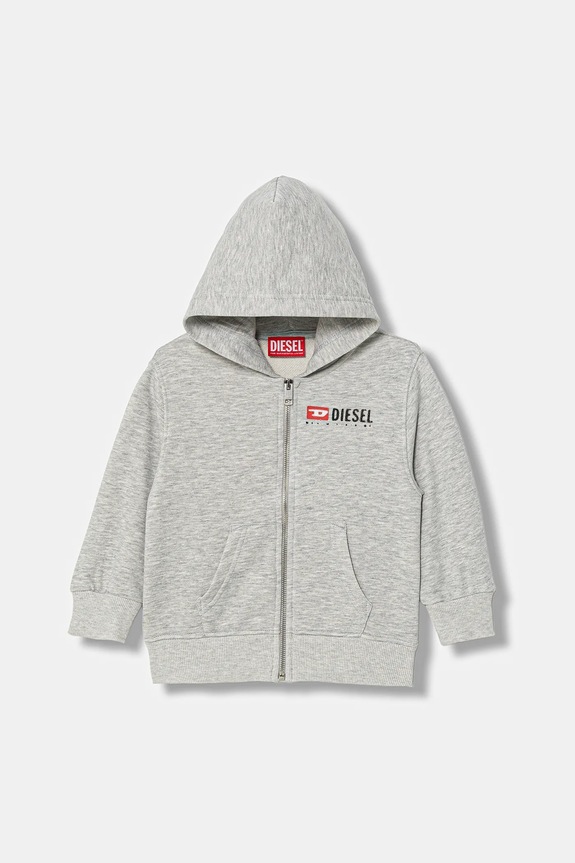 Dječja dukserisa s pamukom Diesel SDROPSHOODZ OVER SWEAT-SHIRT s kapuljačom siva J02484.KYAZ3
