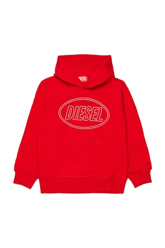Detská bavlnená mikina Diesel SCIRCLEHOOD OVER SWEAT-SHIRT J02612.0GEAD červená SS26