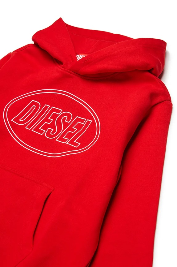 Detská bavlnená mikina Diesel SCIRCLEHOOD OVER SWEAT-SHIRT červená J02612.0GEAD
