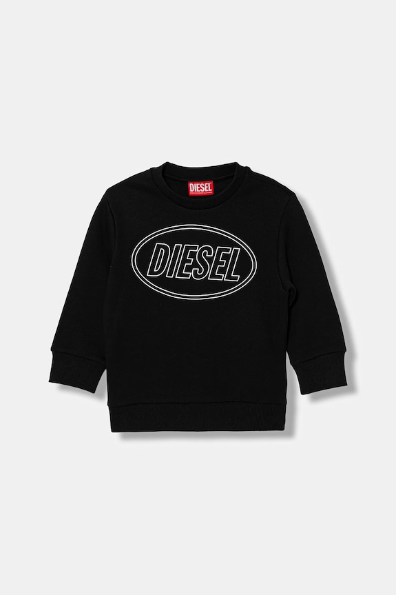 Dječja pamučna dukserica Diesel SCIRCLE OVER SWEAT-SHIRT print crna J02611.0GEAD