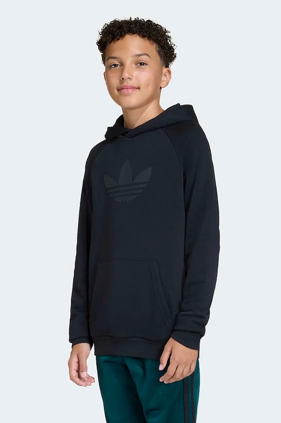 adidas Originals μπλούζα με κουκούλα παιδική με βαμβάκι μαύρο KE2897