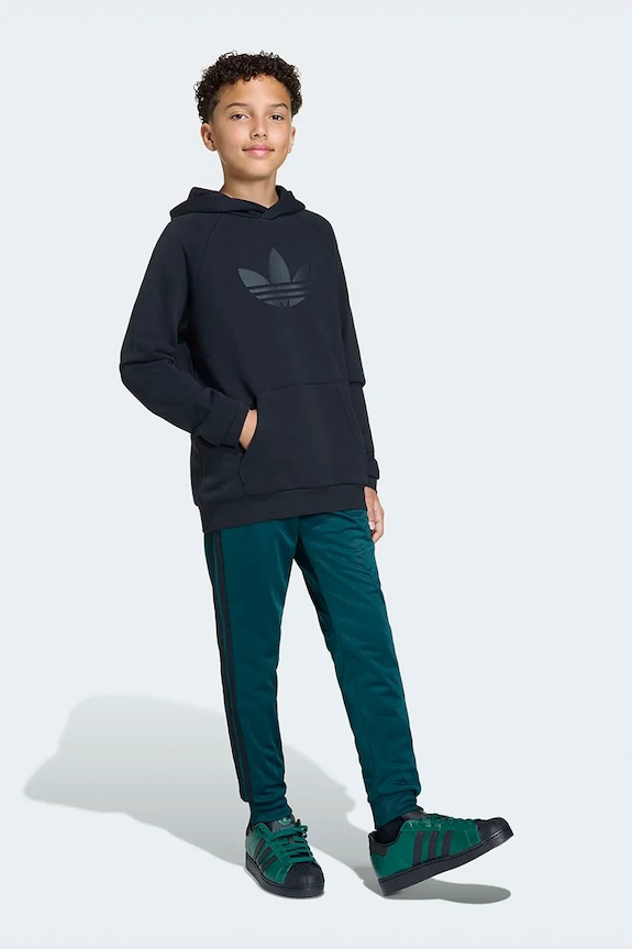 adidas Originals μπλούζα με κουκούλα παιδική με βαμβάκι μαύρο KE2897