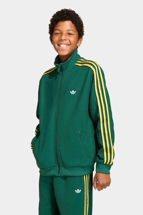 Detská mikina adidas Originals bez kapucne zelená KD7821