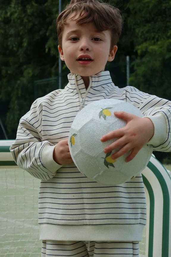 Dječja dukserica Konges Sløjd LOU STRIPE HALF ZIP SWEAT OCS Planet friendly bež KS104941.PPY2