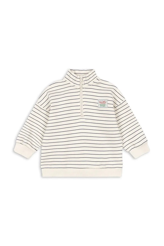 Dječja dukserica Konges Sløjd LOU STRIPE HALF ZIP SWEAT OCS KS104941.PPY2 bež SS26