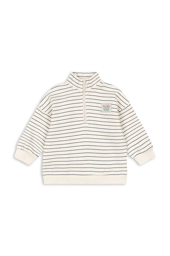 Dječja dukserica Konges Sløjd LOU STRIPE HALF ZIP SWEAT OCS KS104941.PPY2 bež SS26