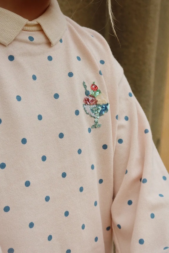 Dječja pamučna dukserica Konges Sløjd SPOTTY LS POLO GOTS KS105088.PPY2