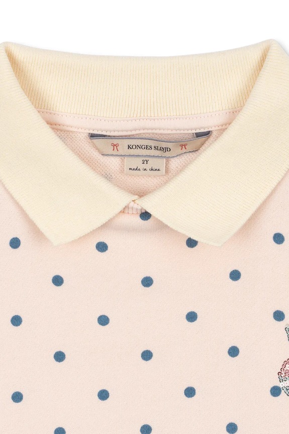 Dječja pamučna dukserica Konges Sløjd SPOTTY LS POLO GOTS bijela KS105088.PPY2