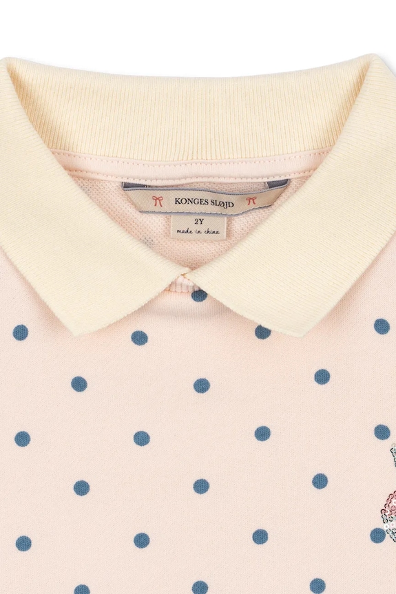 Dječja pamučna dukserica Konges Sløjd SPOTTY LS POLO GOTS bijela KS105088.PPY2