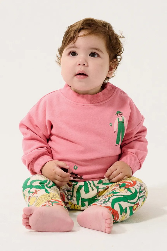 Bobo Choses bluza bawełniana niemowlęca Farm Adventure nadruk różowy 126AB041