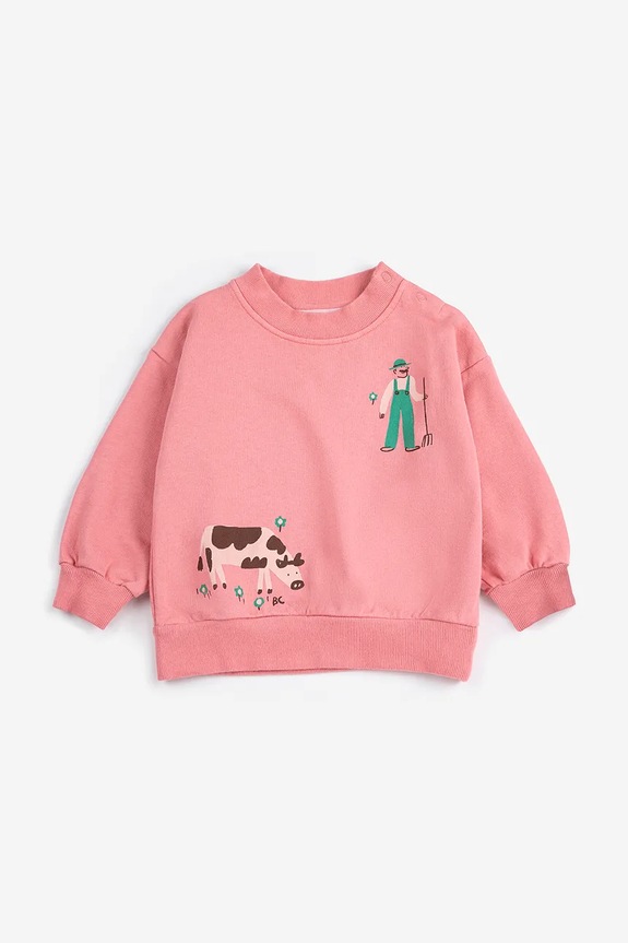 Bobo Choses bluza bawełniana niemowlęca Farm Adventure 126AB041 różowy SS26