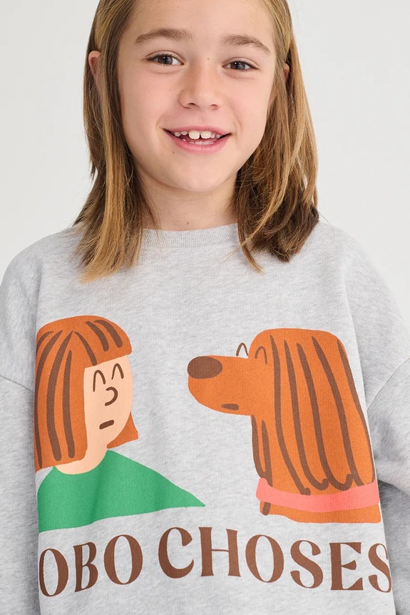 Bobo Choses bluza bawełniana dziecięca Friends in a Pickle nadruk szary 126AC038