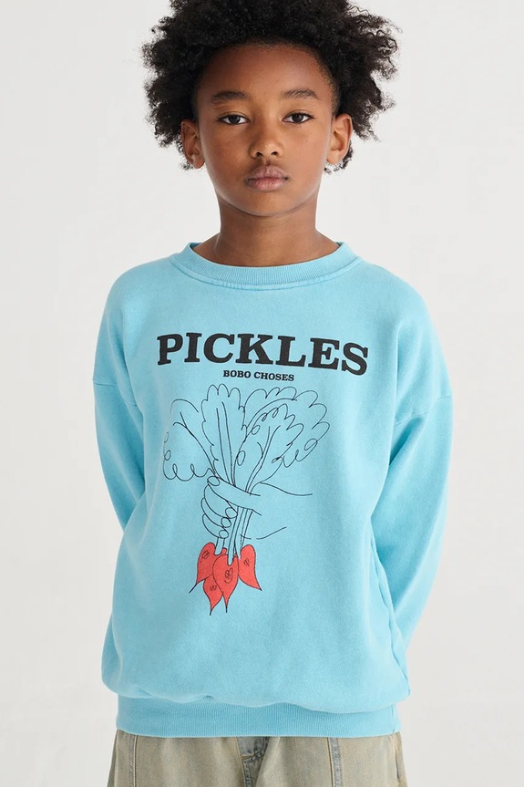 Bobo Choses bluza bawełniana dziecięca Bunch Of Vegetables nadruk niebieski 126AC040
