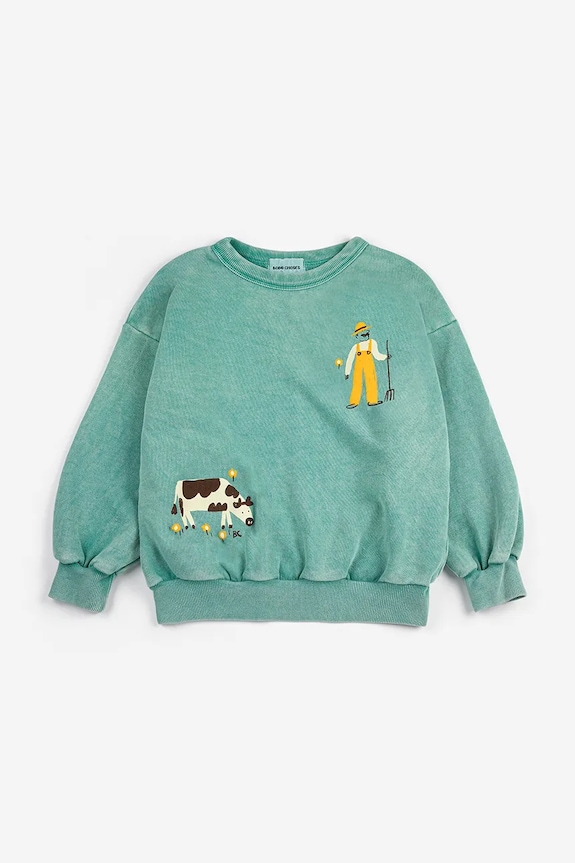 Bobo Choses bluza bawełniana dziecięca Farm Adventure 126AC043 turkusowy SS26