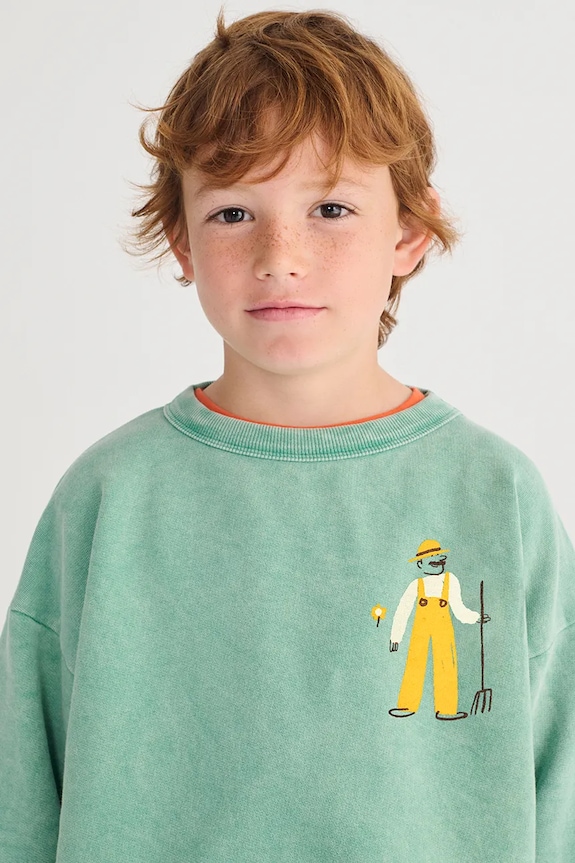 Bobo Choses bluza bawełniana dziecięca Farm Adventure 126AC043 turkusowy