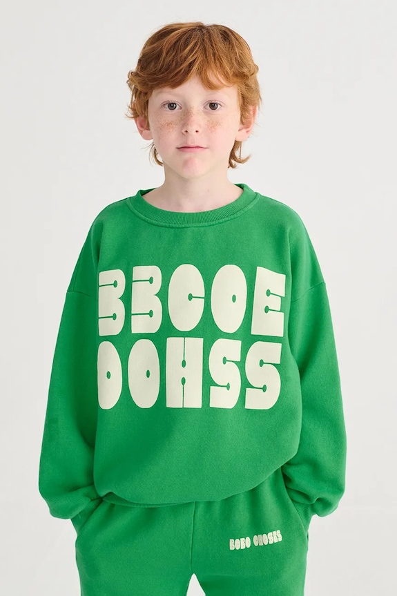Bobo Choses hanorac de bumbac pentru copii Bobo Choses Modern print verde 126AC142
