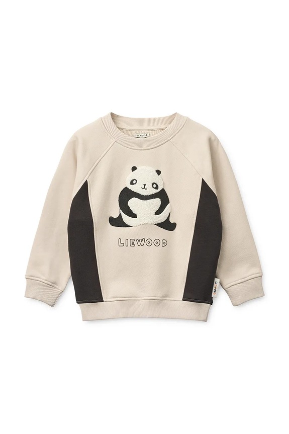 Liewood hanorac de bumbac pentru copii Aude Placement Sweatshirt imprimeu bej LW20358.PPY2