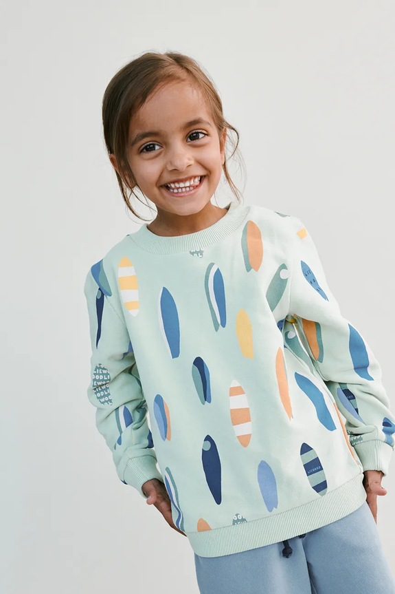 Liewood bluza bawełniana dziecięca Thora Printed Sweatshirt nadruk zielony LW20671.PPY2