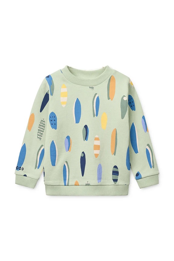 Liewood bluza bawełniana dziecięca Thora Printed Sweatshirt LW20671.PPY2 zielony SS26