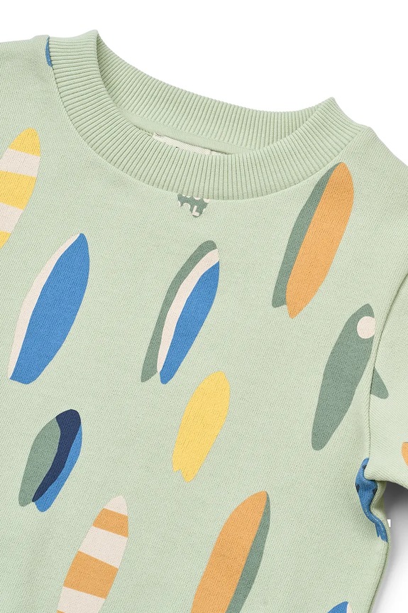 Liewood bluza bawełniana dziecięca Thora Printed Sweatshirt zielony LW20671.PPY2
