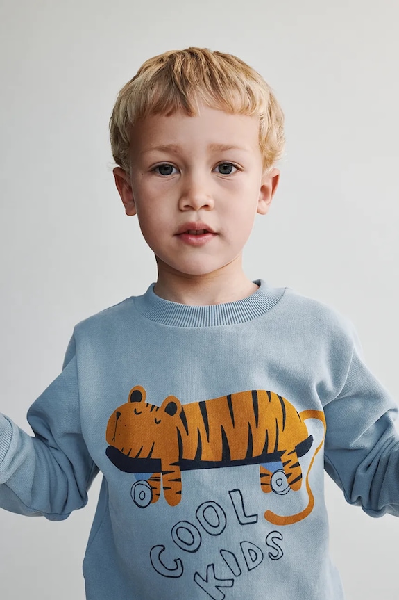 Liewood bluza bawełniana dziecięca Thora Placement Sweatshirt nadruk niebieski LW20681.PPY2
