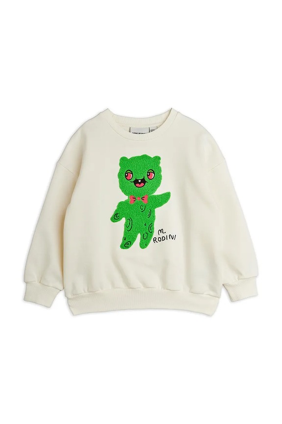 Mini Rodini hanorac de bumbac pentru copii Alien imprimeu bej 26220124