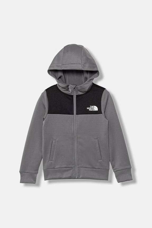 The North Face hanorac cu fermoar și glugă pentru copii TEEN REAXION FZ HOODIE gri NF0A8EB60UZ1