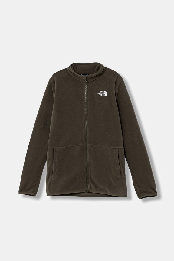 The North Face μπλούζα με κουμπιά παιδική φλις TEEN GLACIER FZ ZIP IN JACKET πράσινο NF0A8F8A21L1