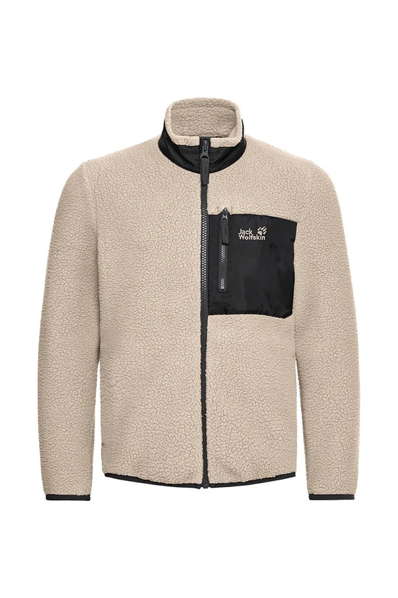 Jack Wolfskin bluza rozpinana dziecięca polarowa LITE CURL FZ K A65885.104.152 beżowy SS26