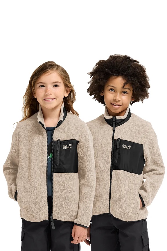 Jack Wolfskin bluza rozpinana dziecięca polarowa LITE CURL FZ K beżowy A65885.164.176