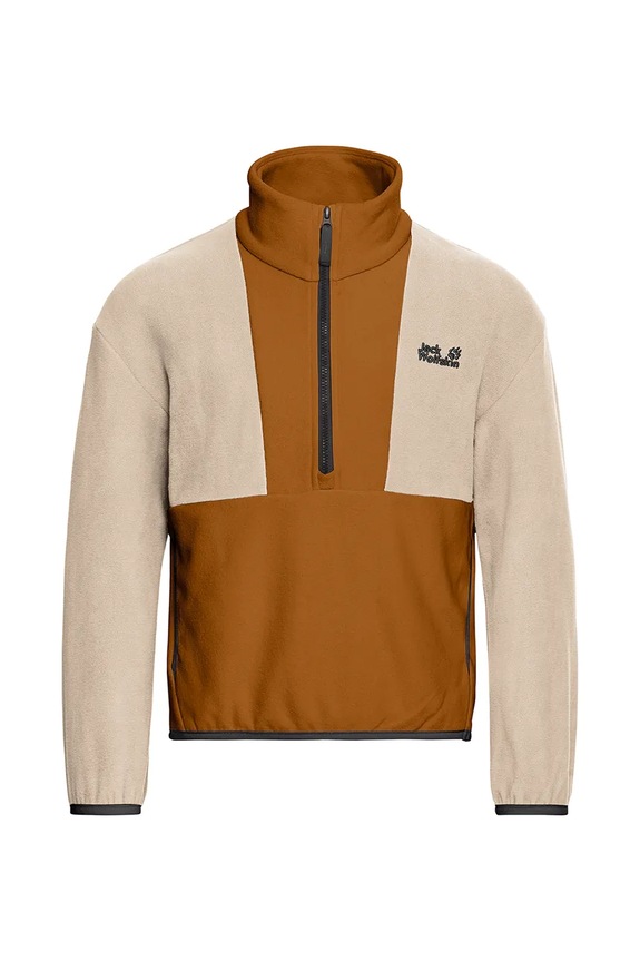 Jack Wolfskin flísová mikina detská COLORBLOCK TAUNUS HZ K A65935.104.152 hnedá SS26