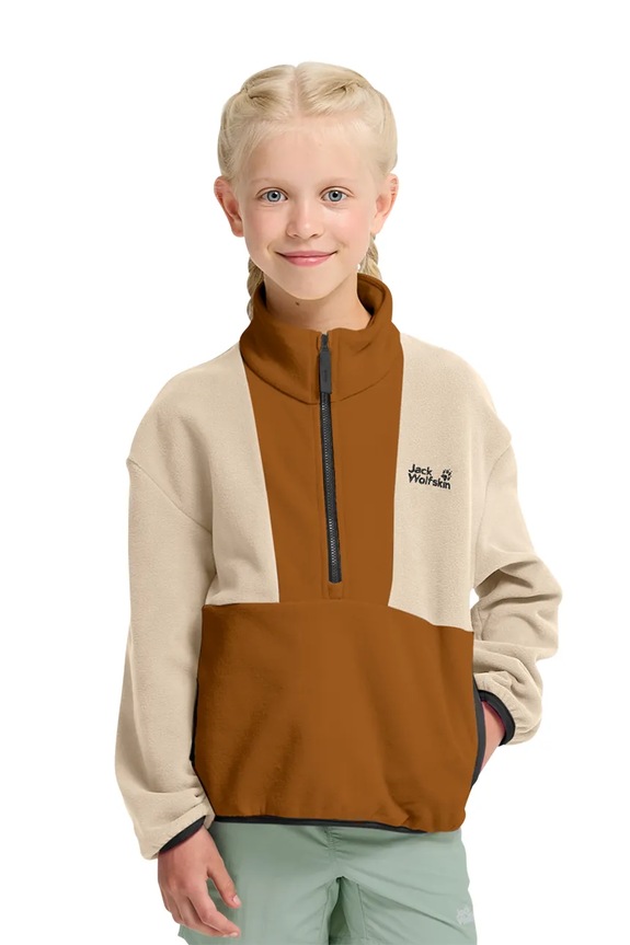 Jack Wolfskin flísová mikina detská COLORBLOCK TAUNUS HZ K hnedá A65935.104.152