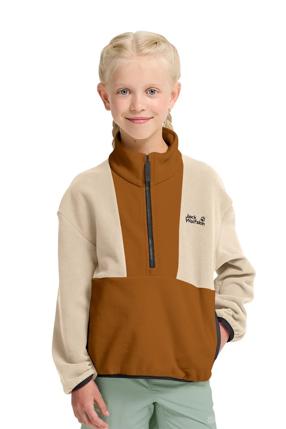 Jack Wolfskin flísová mikina detská COLORBLOCK TAUNUS HZ K hnedá A65935.164.176