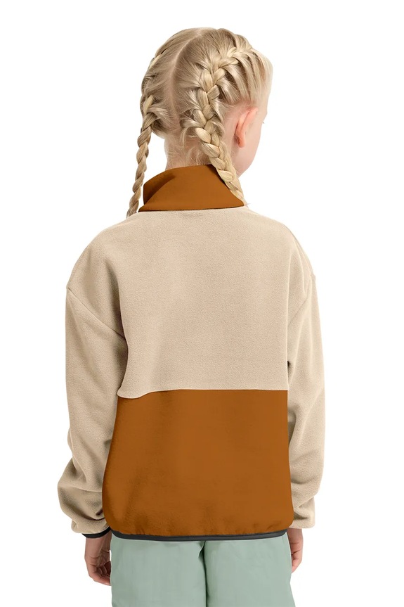 Jack Wolfskin flísová mikina detská COLORBLOCK TAUNUS HZ K A65935.164.176 hnedá