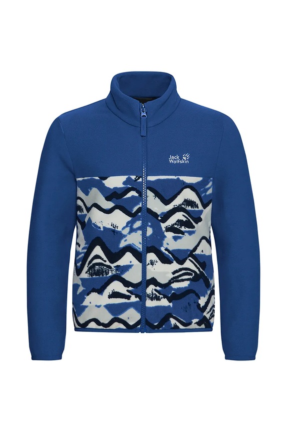 Jack Wolfskin flísová mikina detská PAW ERA 100 PRINT FZ K A66109.104.152 modrá SS26