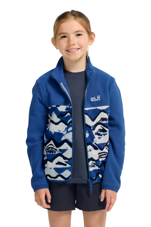 Jack Wolfskin flísová mikina detská PAW ERA 100 PRINT FZ K modrá A66109.104.152