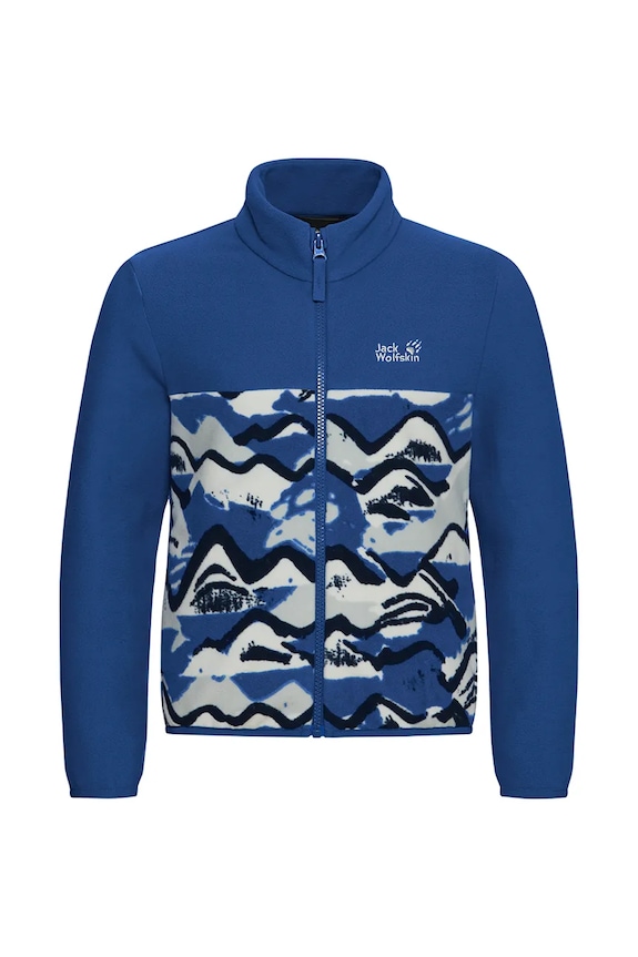 Jack Wolfskin flísová mikina detská PAW ERA 100 PRINT FZ K A66109.164.176 modrá SS26