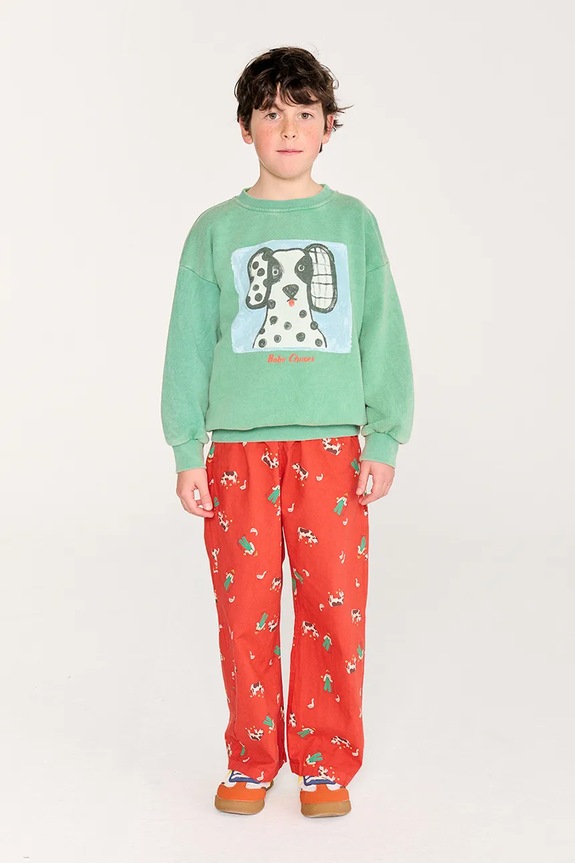 Bobo Choses bluza bawełniana dziecięca Van Dog sweatshirt zielony 126AC159